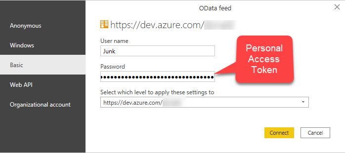 OData feed authentication