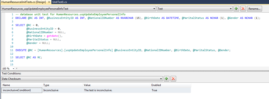 Testing Stored Procedure