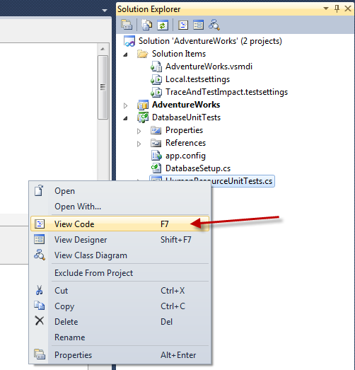 Solution Explorer / View Code